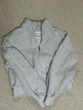 Abercrombie Heather Gray Quarter-Zip Pullover Sweatshirt